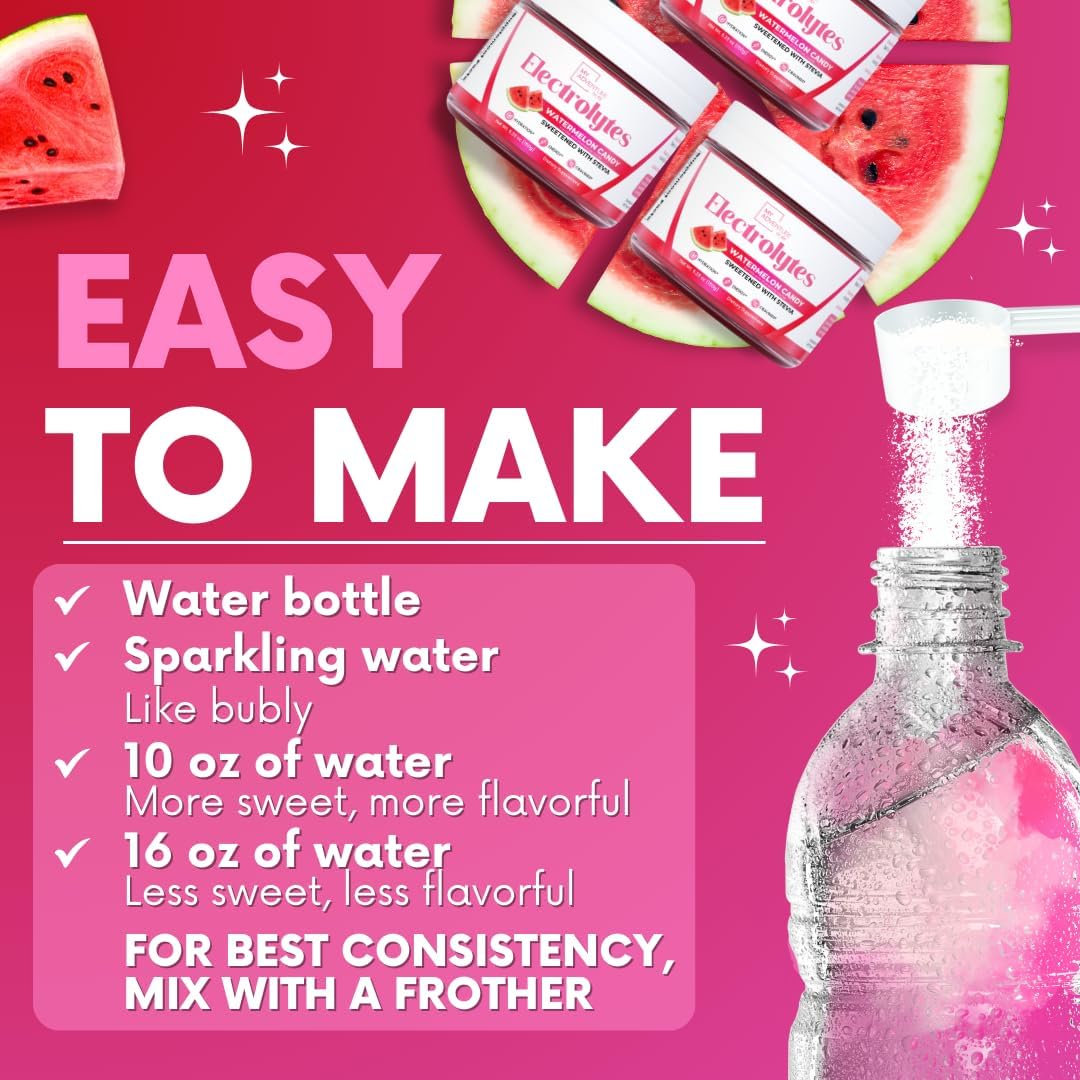 Zero Sugar Watermelon Candy Electrolyte Powder for Refreshing Hydration - Natural Energy Boost - Vegan, Keto, Paleo - Sugar-Free Drink Mix - 30 Servings