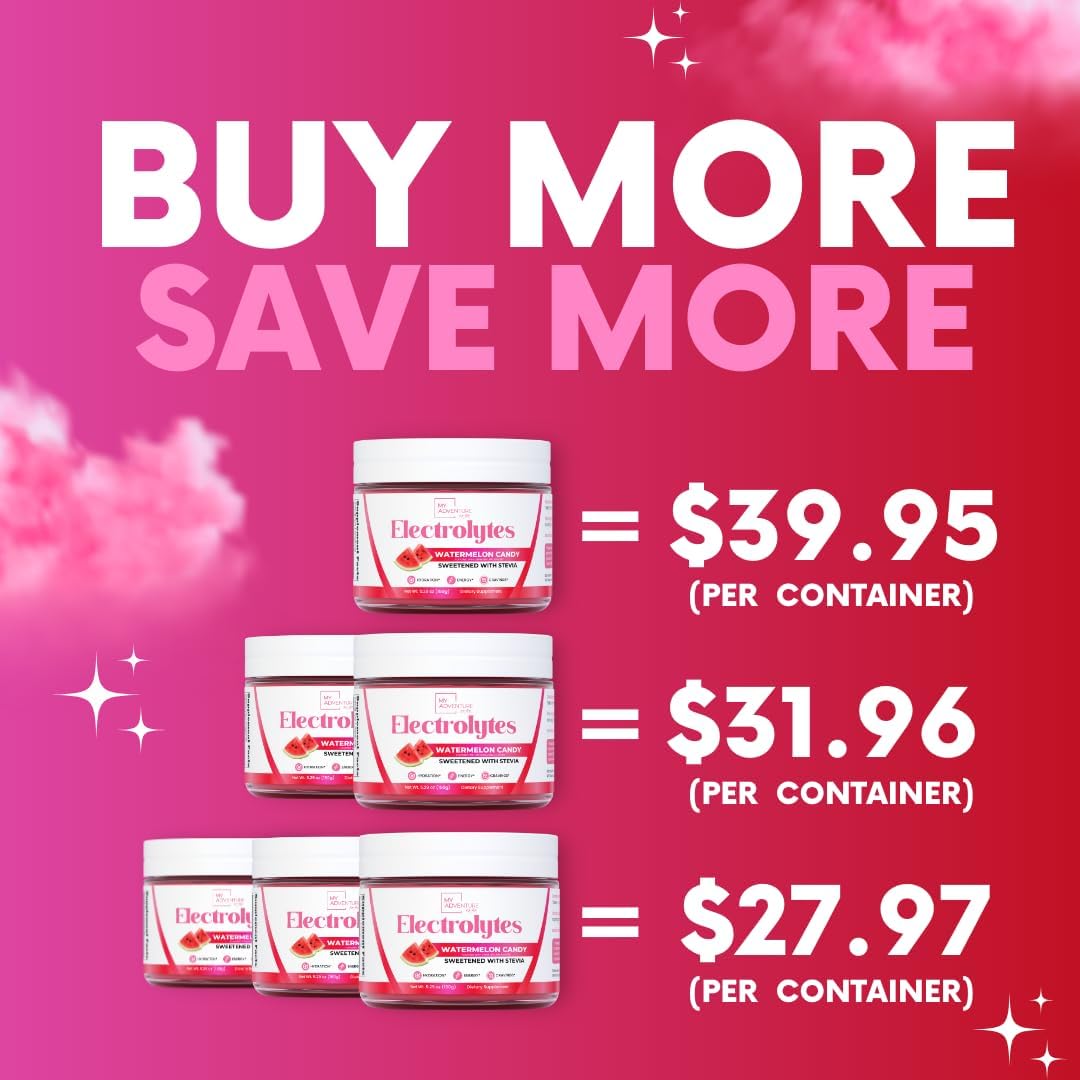 Zero Sugar Watermelon Candy Electrolyte Powder for Refreshing Hydration - Natural Energy Boost - Vegan, Keto, Paleo - Sugar-Free Drink Mix - 30 Servings