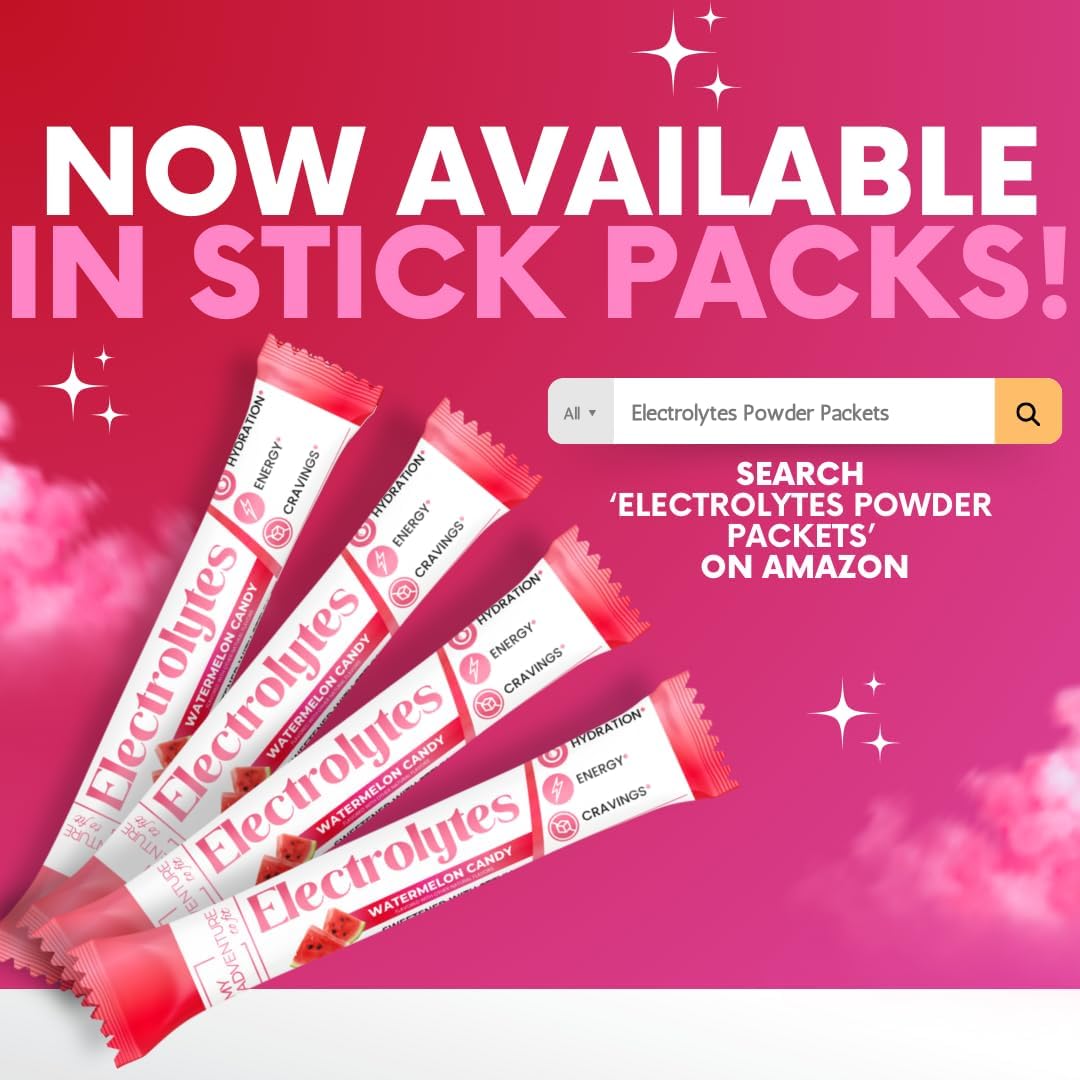 Zero Sugar Watermelon Candy Electrolyte Powder for Refreshing Hydration - Natural Energy Boost - Vegan, Keto, Paleo - Sugar-Free Drink Mix - 30 Servings