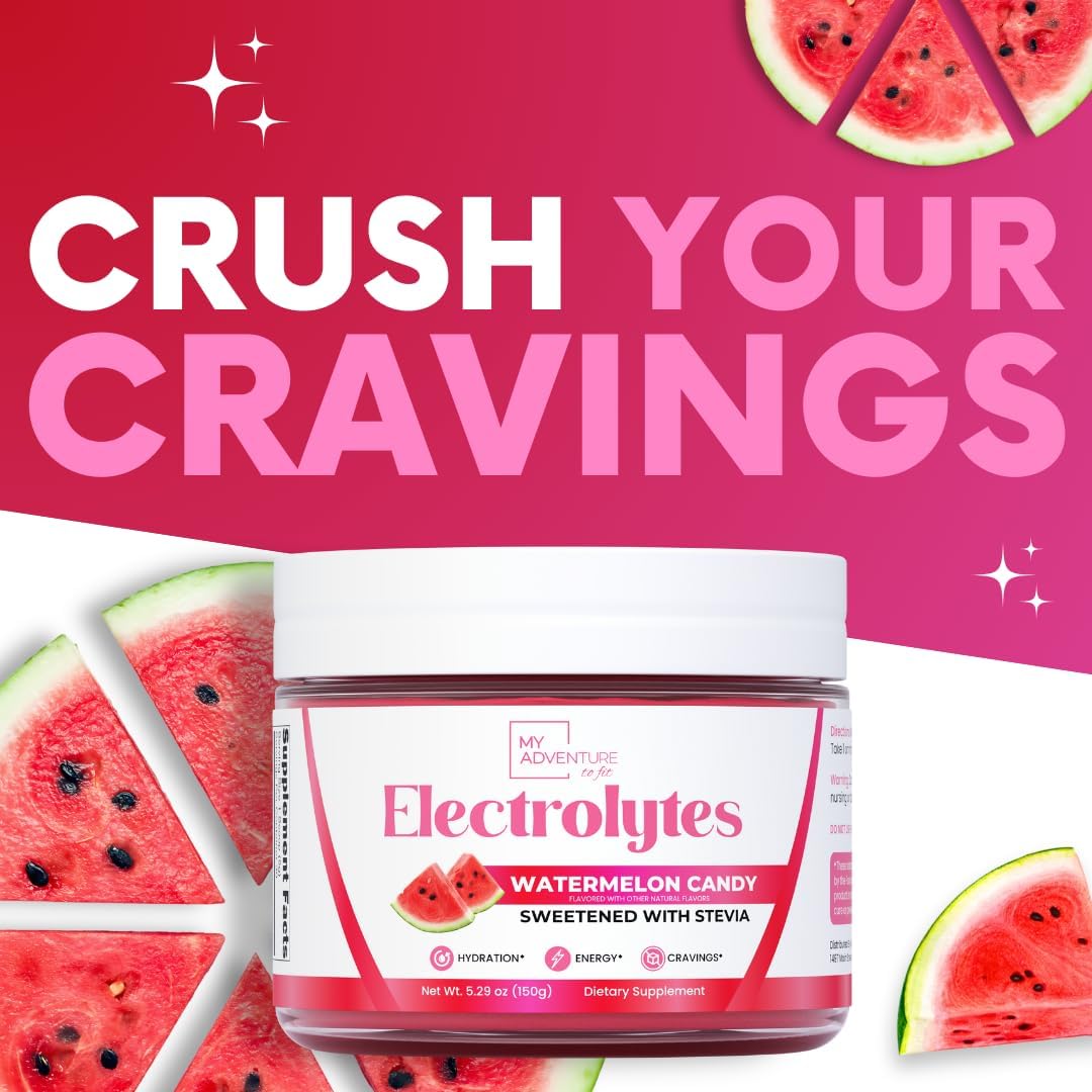 Zero Sugar Watermelon Candy Electrolyte Powder for Refreshing Hydration - Natural Energy Boost - Vegan, Keto, Paleo - Sugar-Free Drink Mix - 30 Servings