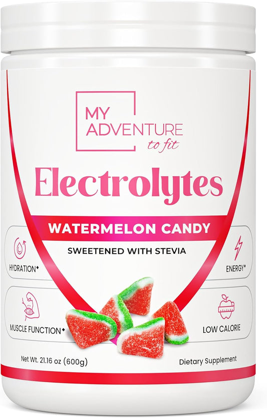 Zero Sugar Watermelon Candy Electrolytes Powder - Caffeine Free Energy Drink Mix - Vegan, Keto, Paleo - Refreshing Hydration with All Natural Ingredients - 120 Servings