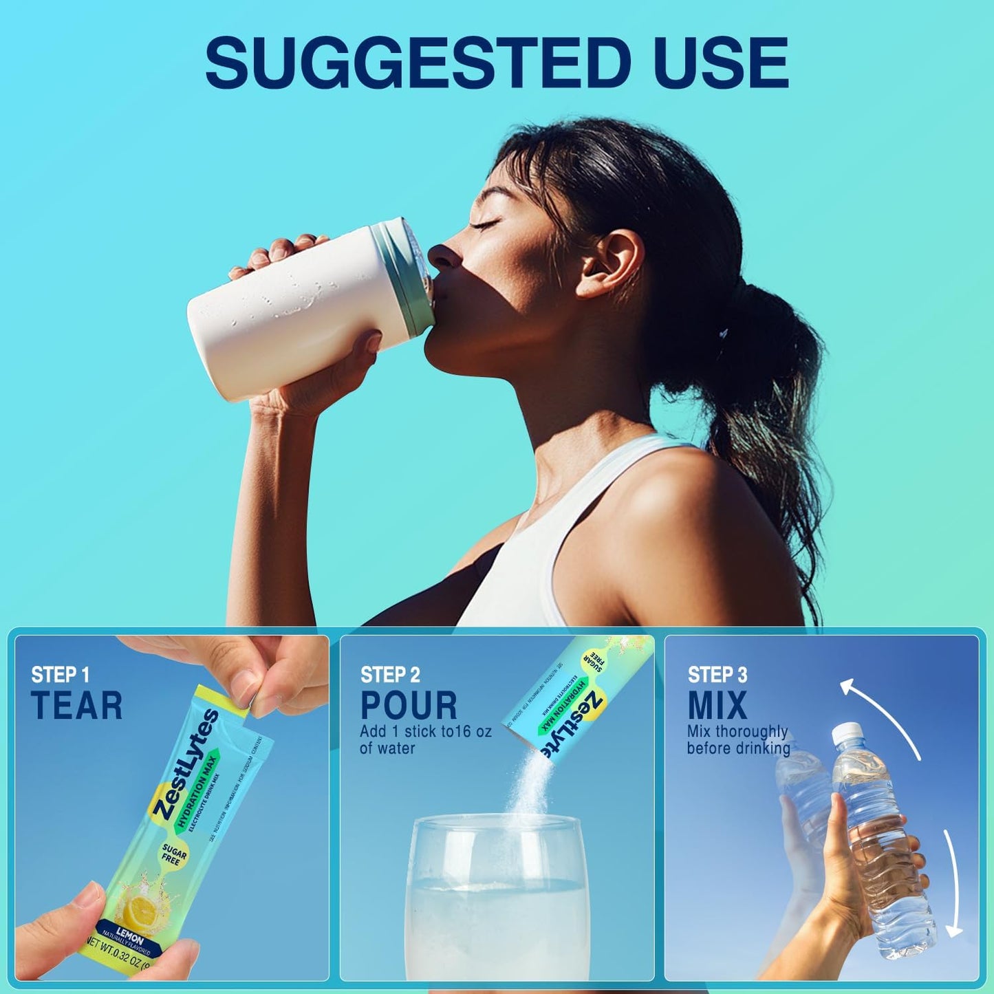 ZestLytes Electrolyte Powder Packets with Bold Salty-Sweet Flavor - Sugar Free Hydration Drink Mix with 9 Vitamins & Nutrients