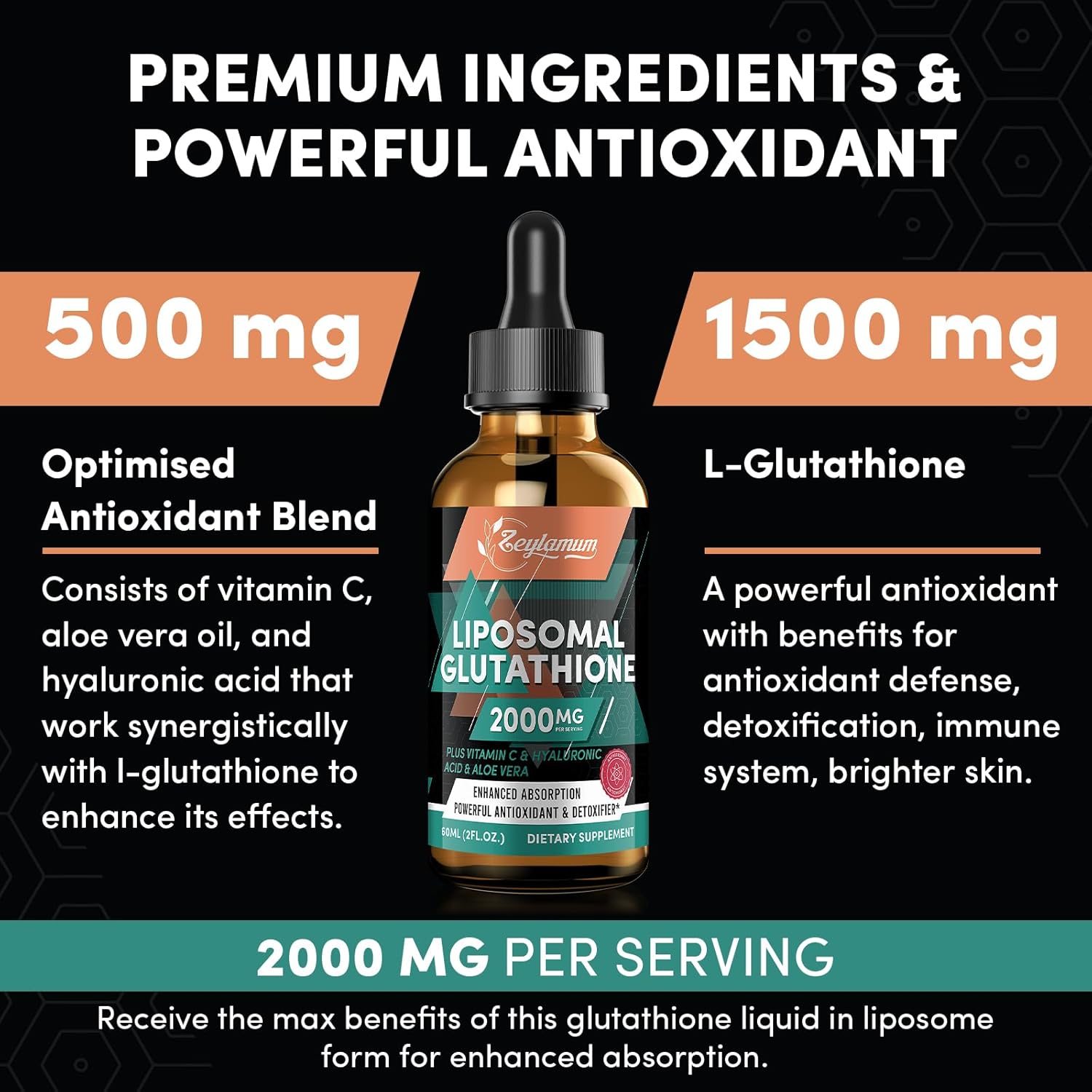 Zeylamum Liposomal Glutathione Bundle: 2400 MG Capsules & 2000 MG Liquid - Antioxidant, Energy Boost, Immune Support, Anti-Aging