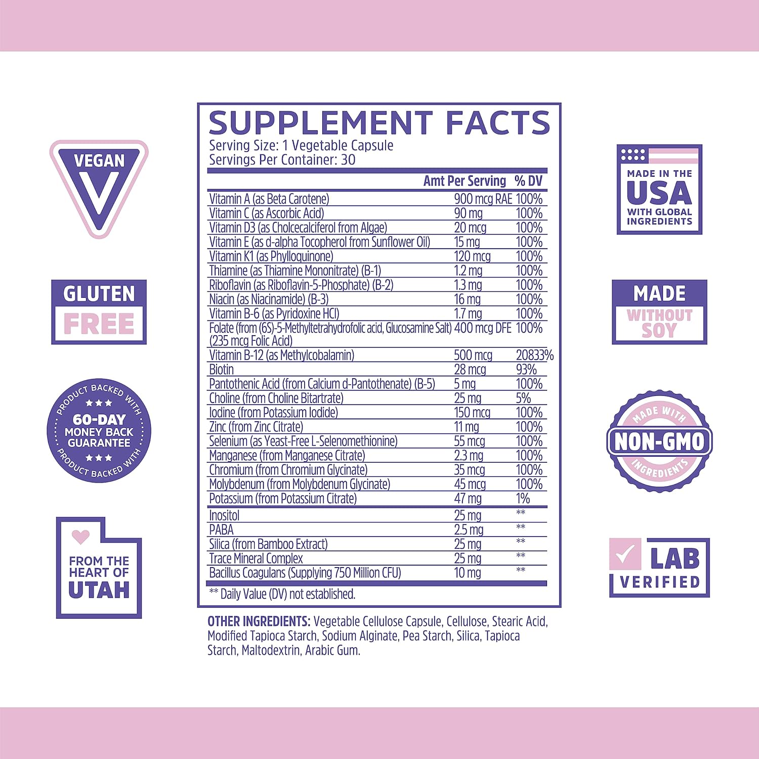 Zhou Nutrition Daily Boost Multivitamin with Probiotic, Zinc, Vitamin C, D3, B Complex - Immune Support & Energy - Vegan, Gluten Free - 30 Servings