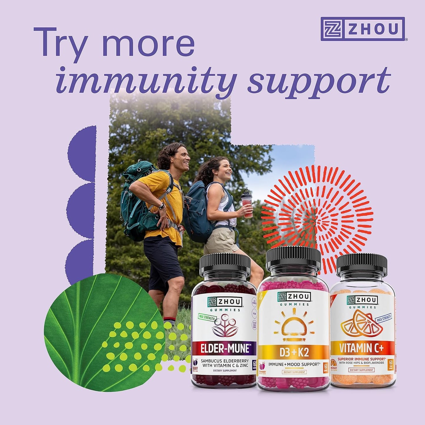 Zhou Nutrition Daily Boost Multivitamin with Probiotic, Zinc, Vitamin C, D3, B Complex - Immune Support & Energy - Vegan, Gluten Free - 30 Servings