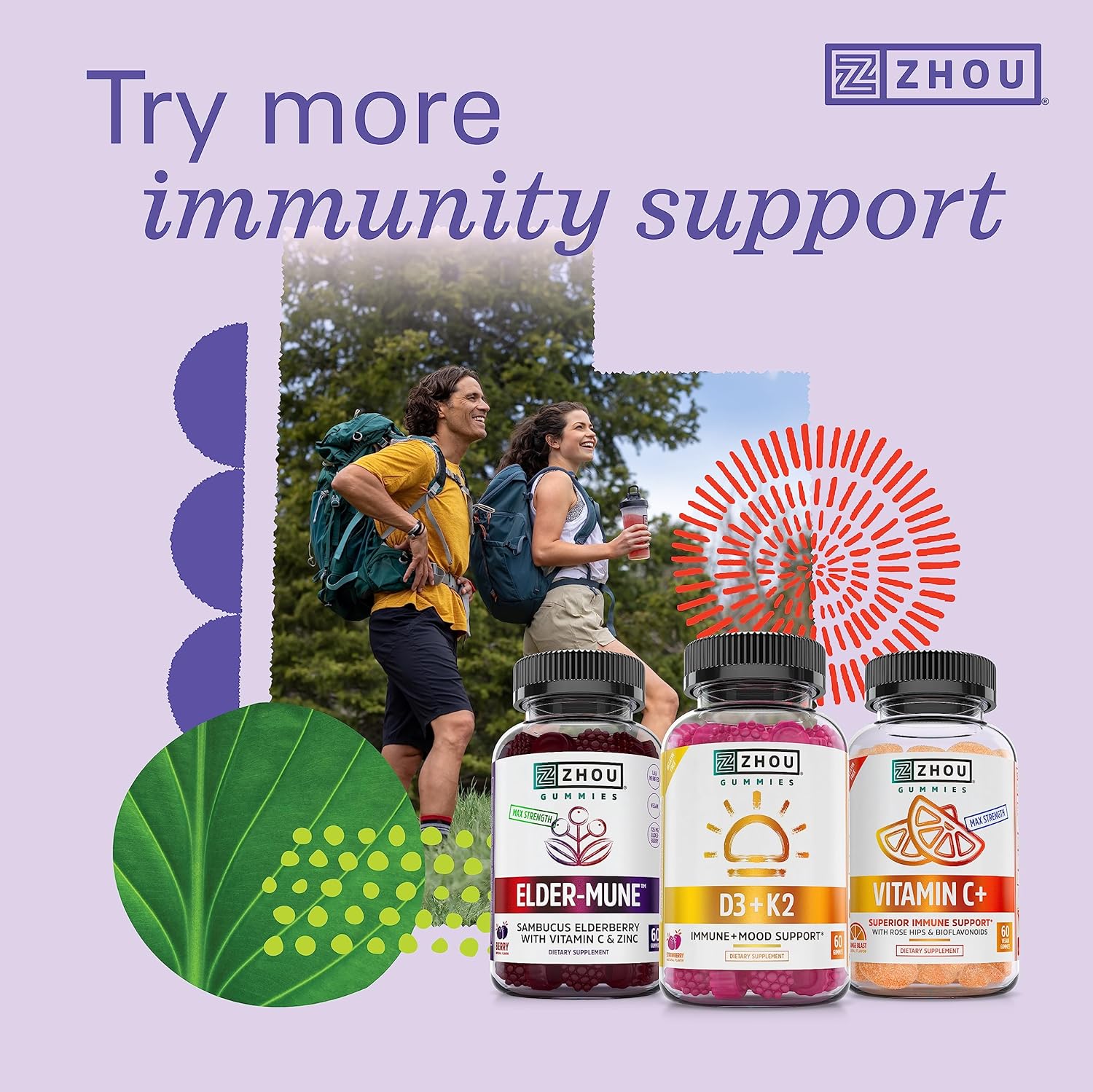 Zhou Nutrition Daily Boost Multivitamin with Probiotic, Zinc, Vitamin C, D3, B Complex - Immune Support & Energy - Vegan, Gluten Free - 30 Servings