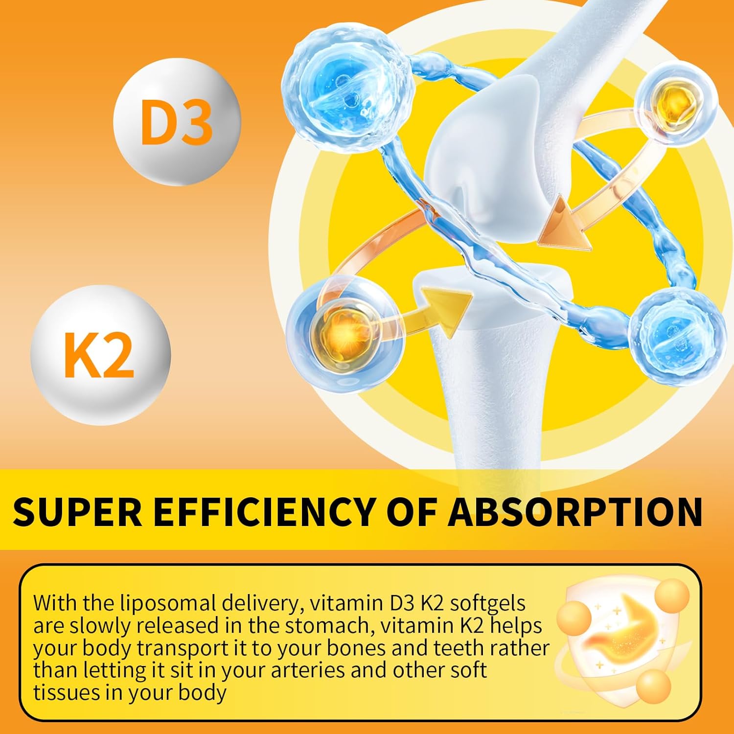 ZHPHK Vitamin D3 K2 Supplements for Bone & Heart Health, 10,000iu, 120 Softgels, Gluten Free