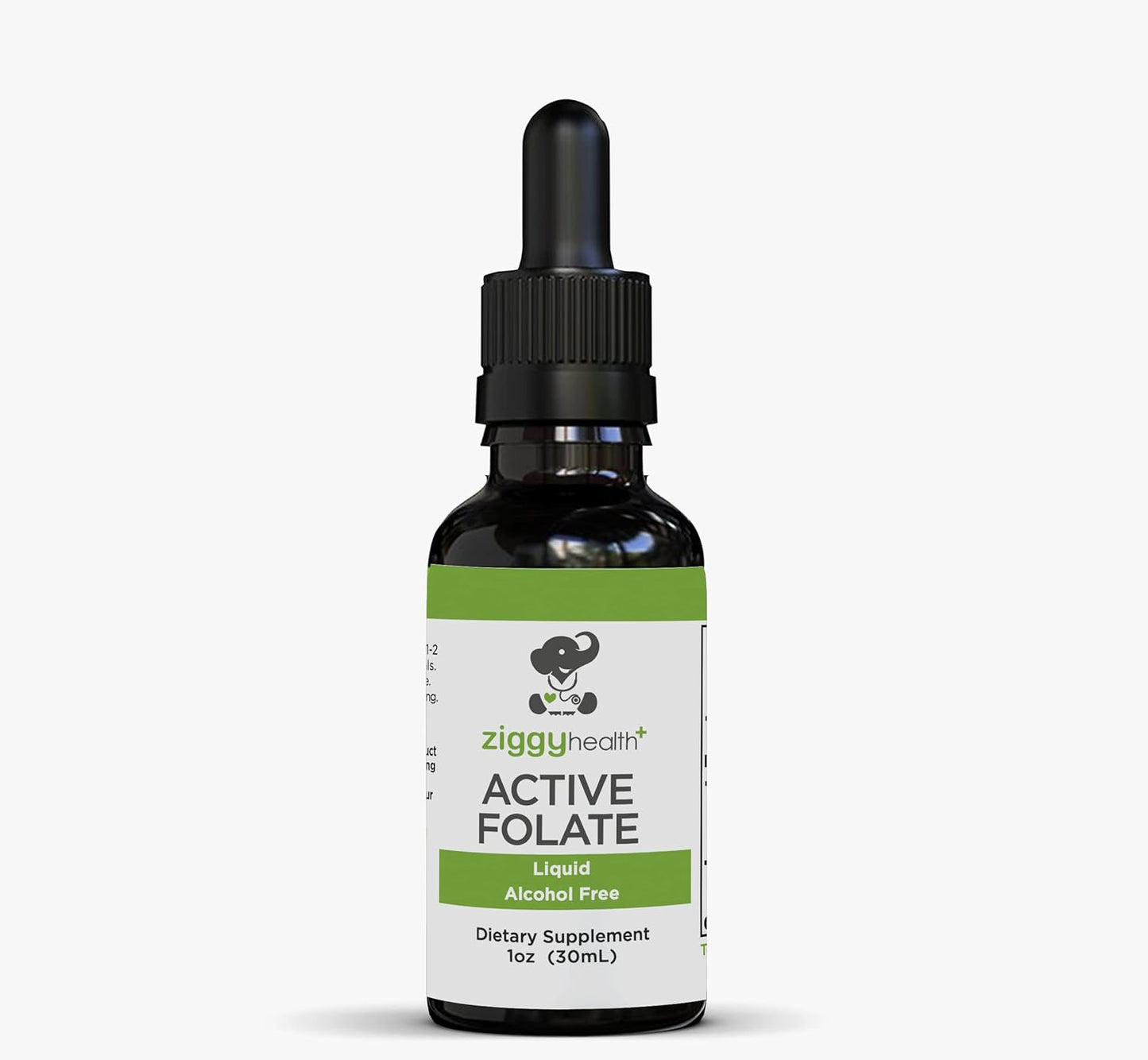Ziggy Health Active Folate Liquid Extract Supplement - L-Methylfolate for Brain Health & Immune Support, Water Soluble B Complex - 1oz