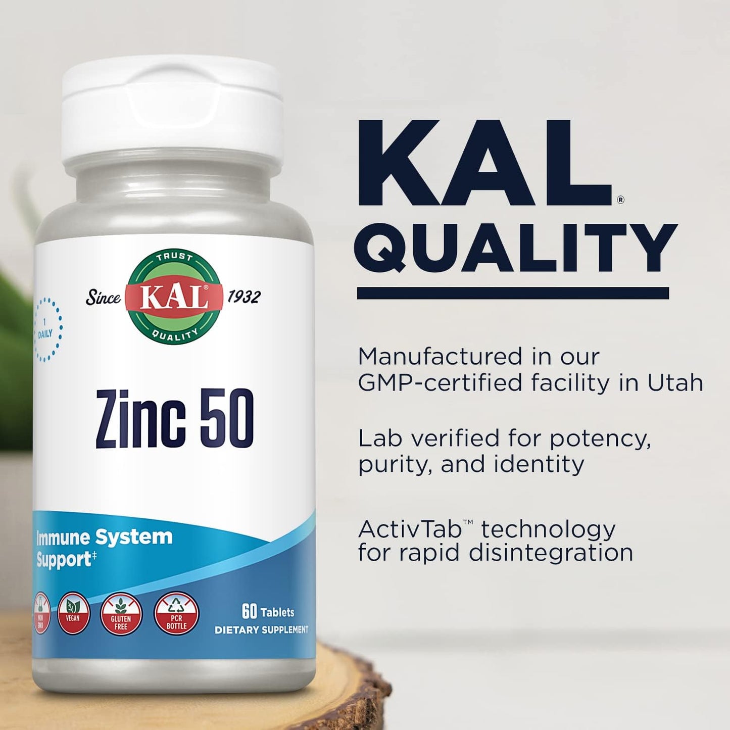 Zinc 50mg Hydroxy Acid Complex Supplement for Metabolism & Immune Support - Enhanced Absorption, Vegan & Non-GMO - 60 Tablets