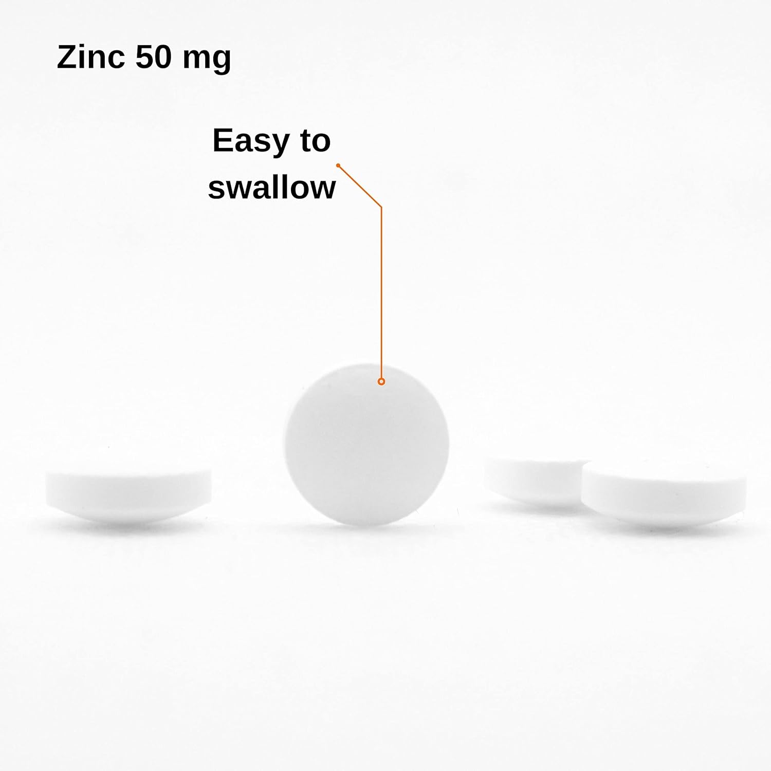 Zinc 50mg Immune Support Supplement, Chelated Gluconate Mineral Antioxidant for Men and Women, Acne Relief, Easy-to-Swallow Tablets, 60 Count