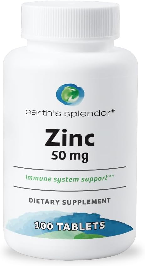 Zinc 50mg Immune Support Tablets for Skin Health - Mineral Supplements without Wheat, Artificial Color or Flavor - Men & Women Dietary Supplement