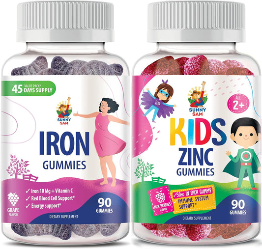 Zinc and Iron Gummies with Vitamin C for Kids and Adults