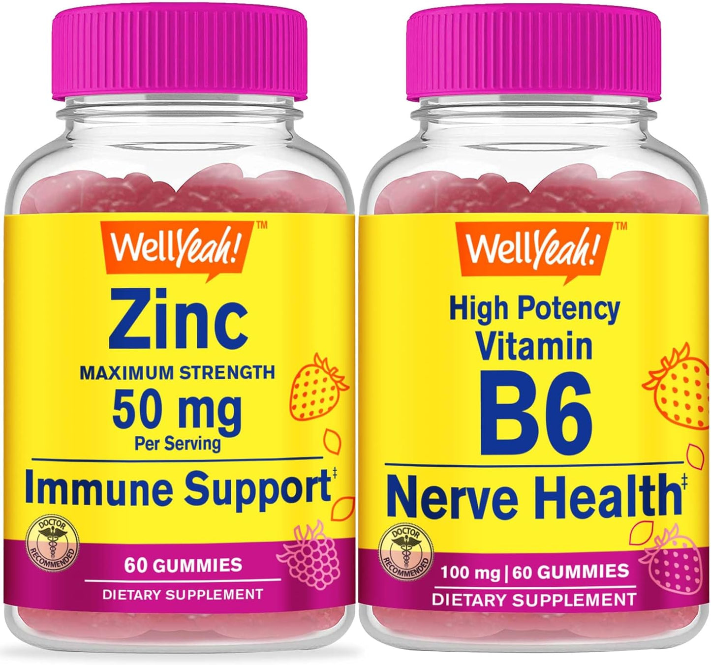 Zinc and Vitamin B6 Gummy Bundle - High Potency, Great Taste, Gluten-Free, GMO-Free Supplement