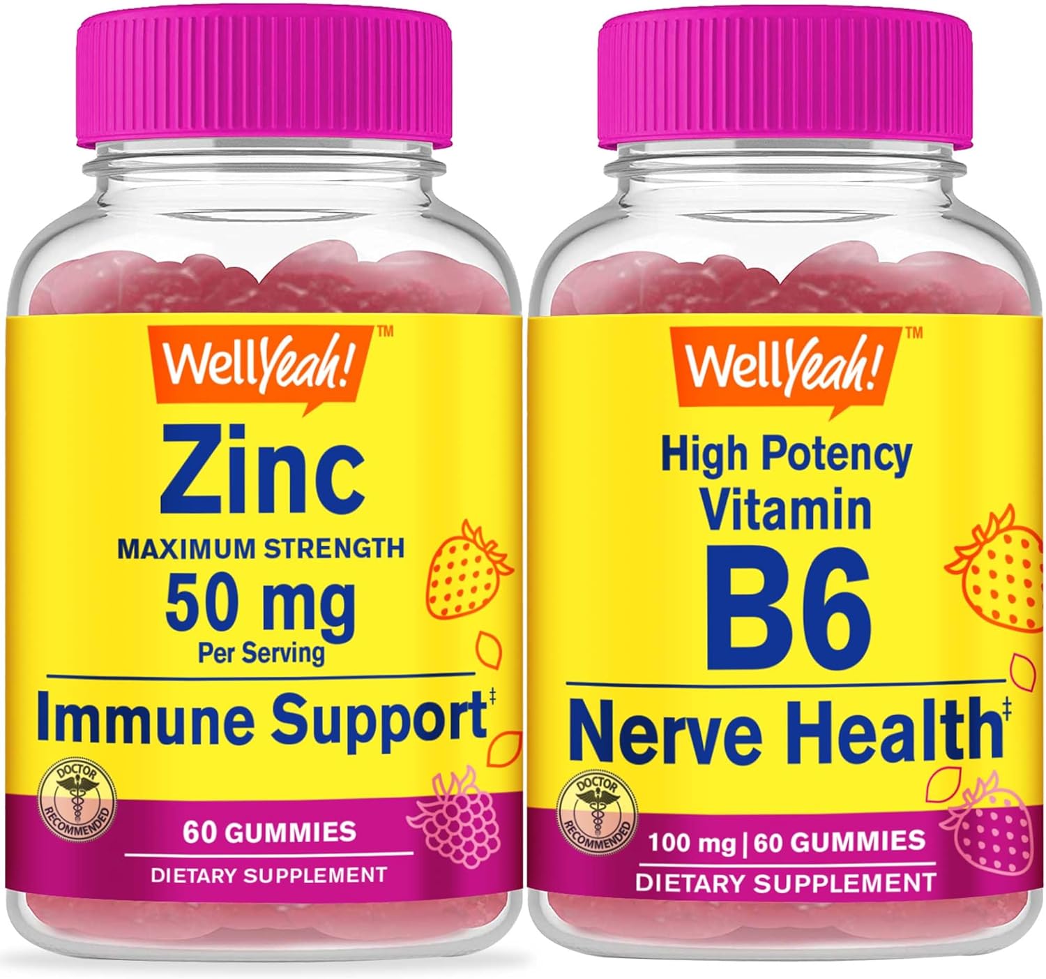 Zinc and Vitamin B6 Gummy Bundle - High Potency, Great Taste, Gluten-Free, GMO-Free Supplement