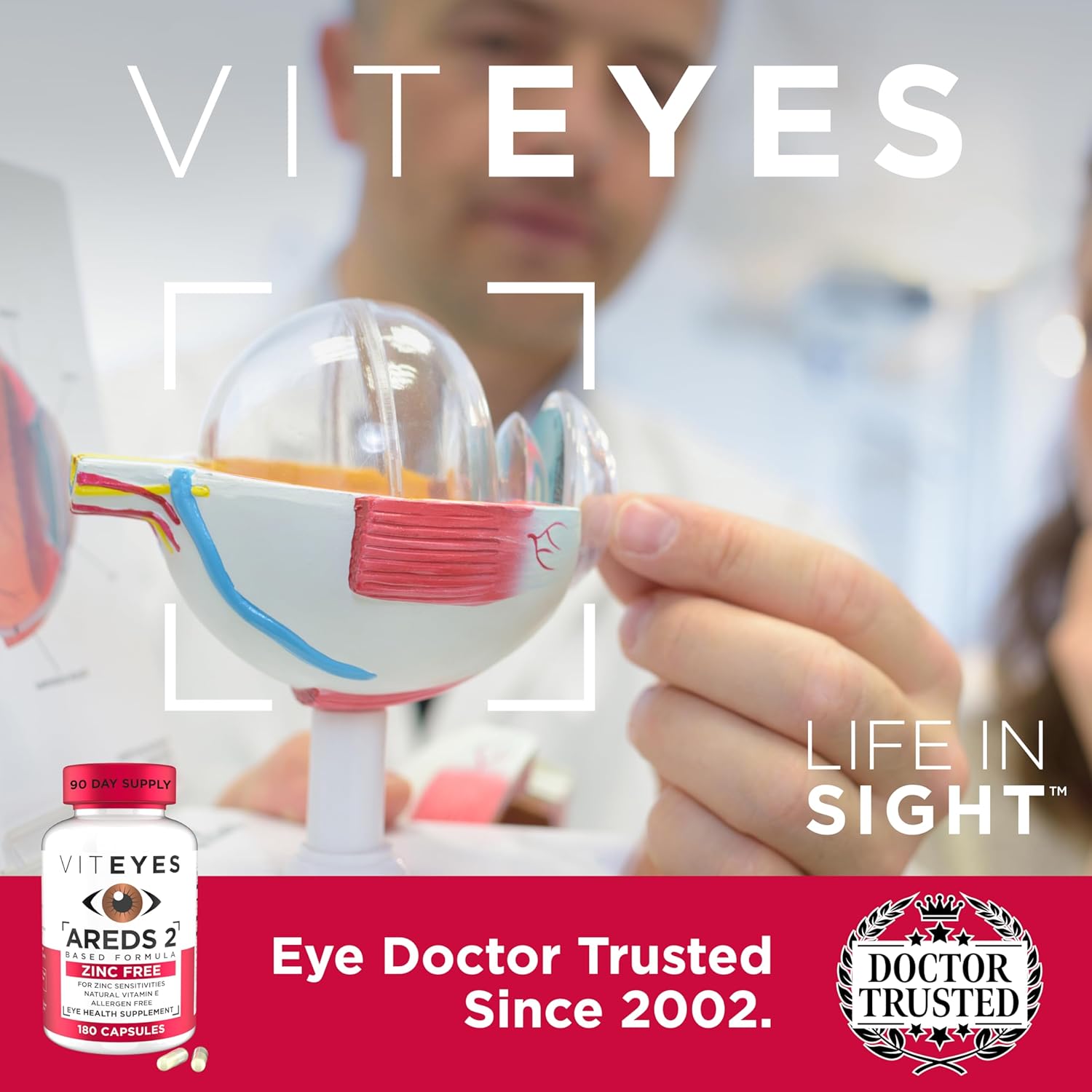 Zinc-Free Macular Support Capsules with Vitamin E, C, Lutein & Zeaxanthin - 180 Ct, Allergen-Free, Eye Doctor Recommended, USA-Made