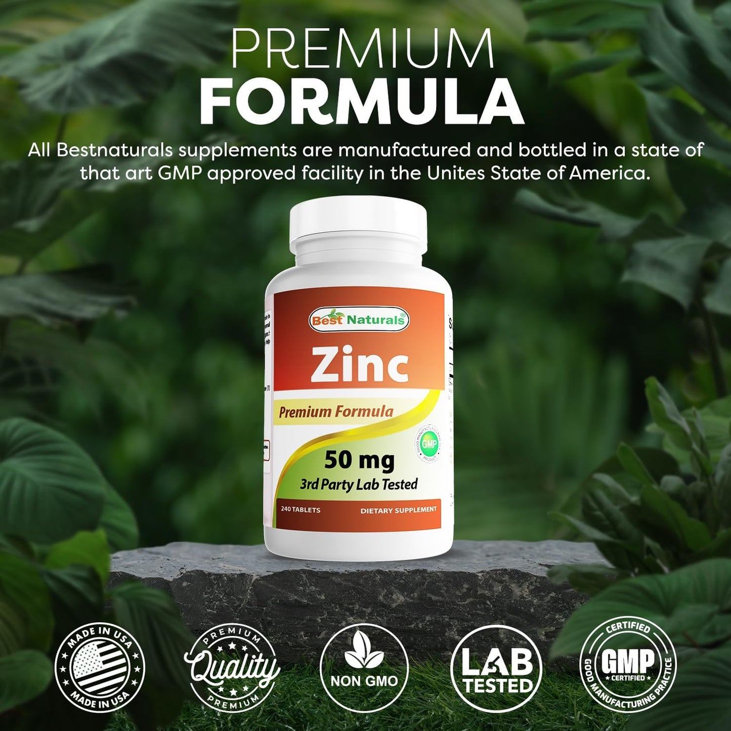 Zinc Gluconate 50mg Supplement 720 Tablets - Pack of 3 for Immune Support