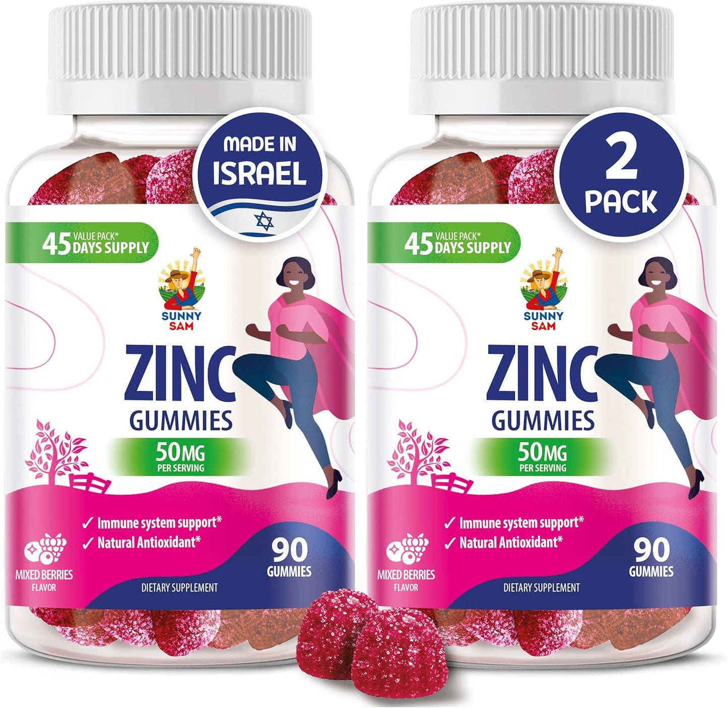 Zinc Gummies for Immune Support - Natural Antioxidant Supplement for Adults & Children