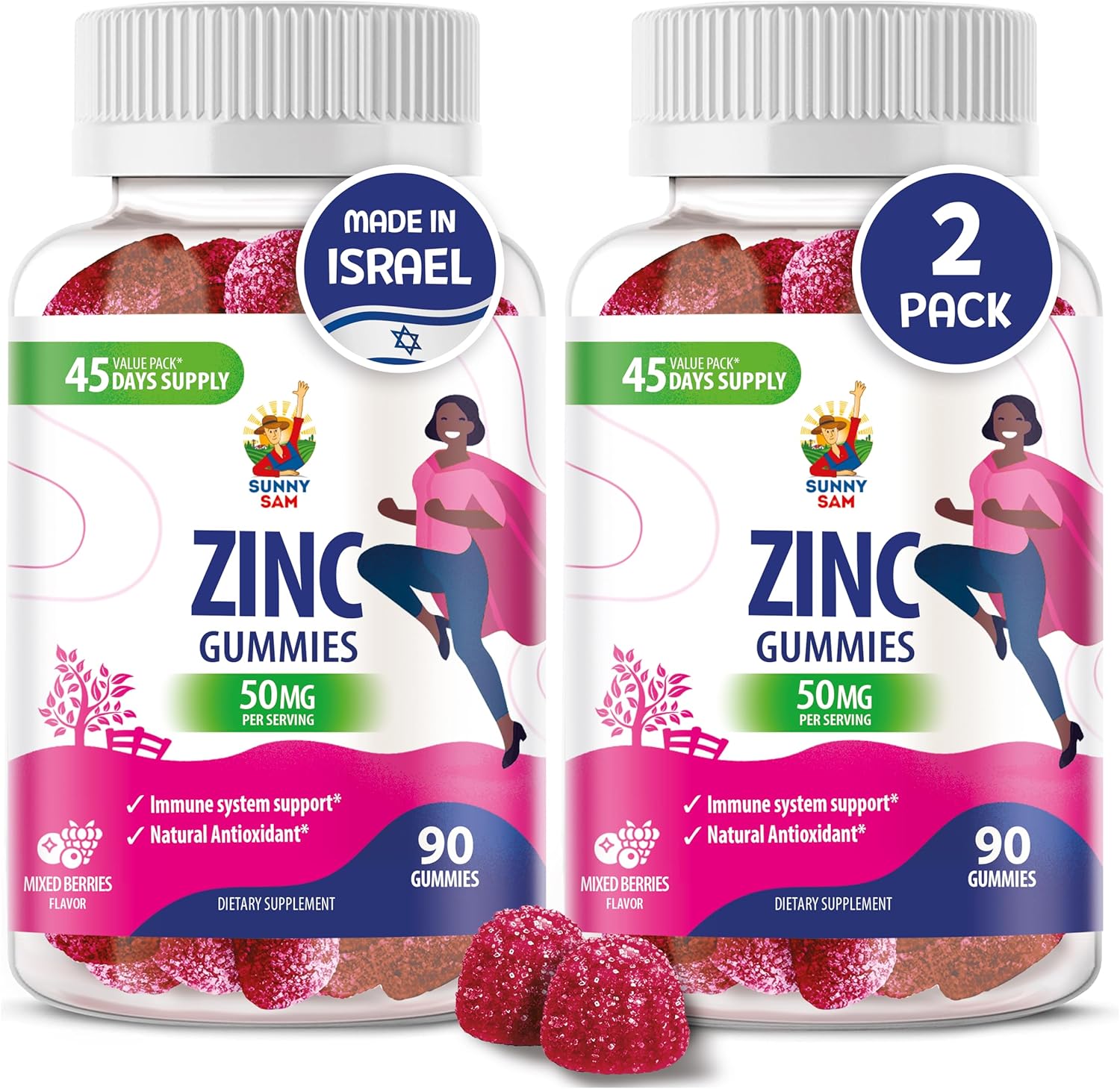 Zinc Gummies for Immune Support - Natural Antioxidant Supplement for Adults & Children