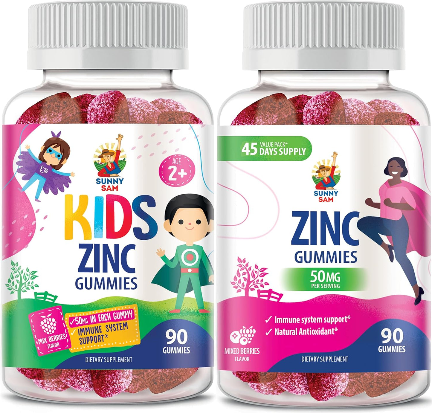 Zinc Gummies for Immune Support - Natural Antioxidant Supplement for Kids & Adults
