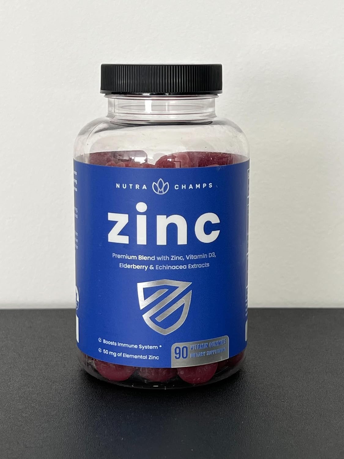 Zinc Gummies with Vitamin D3, Elderberry & Echinacea - 50mg Chewable Supplement for Immune, Heart & Brain Support - 90 Count