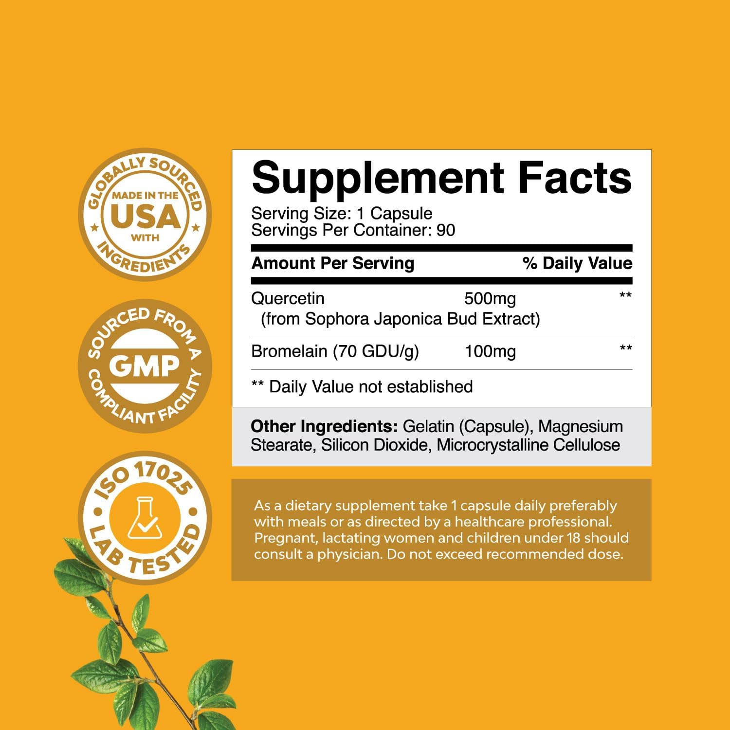 Zinc & Quercetin with Bromelain Immune Support Bundle - Promotes Nail, Skin, & Joint Health - Boosts Immunity, Brain, Lung, & Focus - Natural Health Supplements