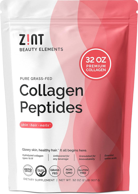 Zint Collagen Hydrolysate Powder - 32oz Bag for Skin, Hair & Joint Health