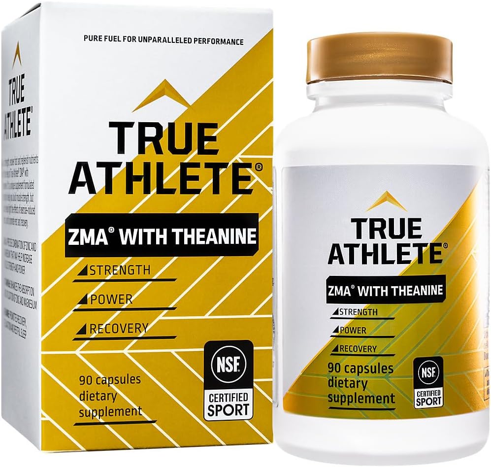 ZMA with Theanine Capsules - Enhances Muscle Recovery, Strength, and Sleep - Zinc, Magnesium, Vitamin B6 for Relaxation and Performance - 90 Count