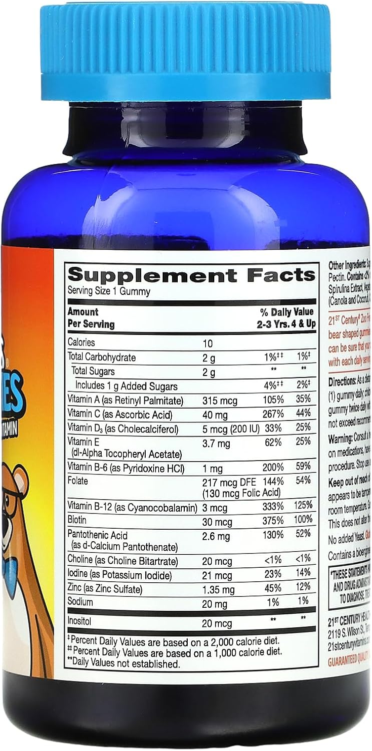 Zoo Friends Multi Gummies with Extra Vitamin C, 60 Count, Fruit Flavors