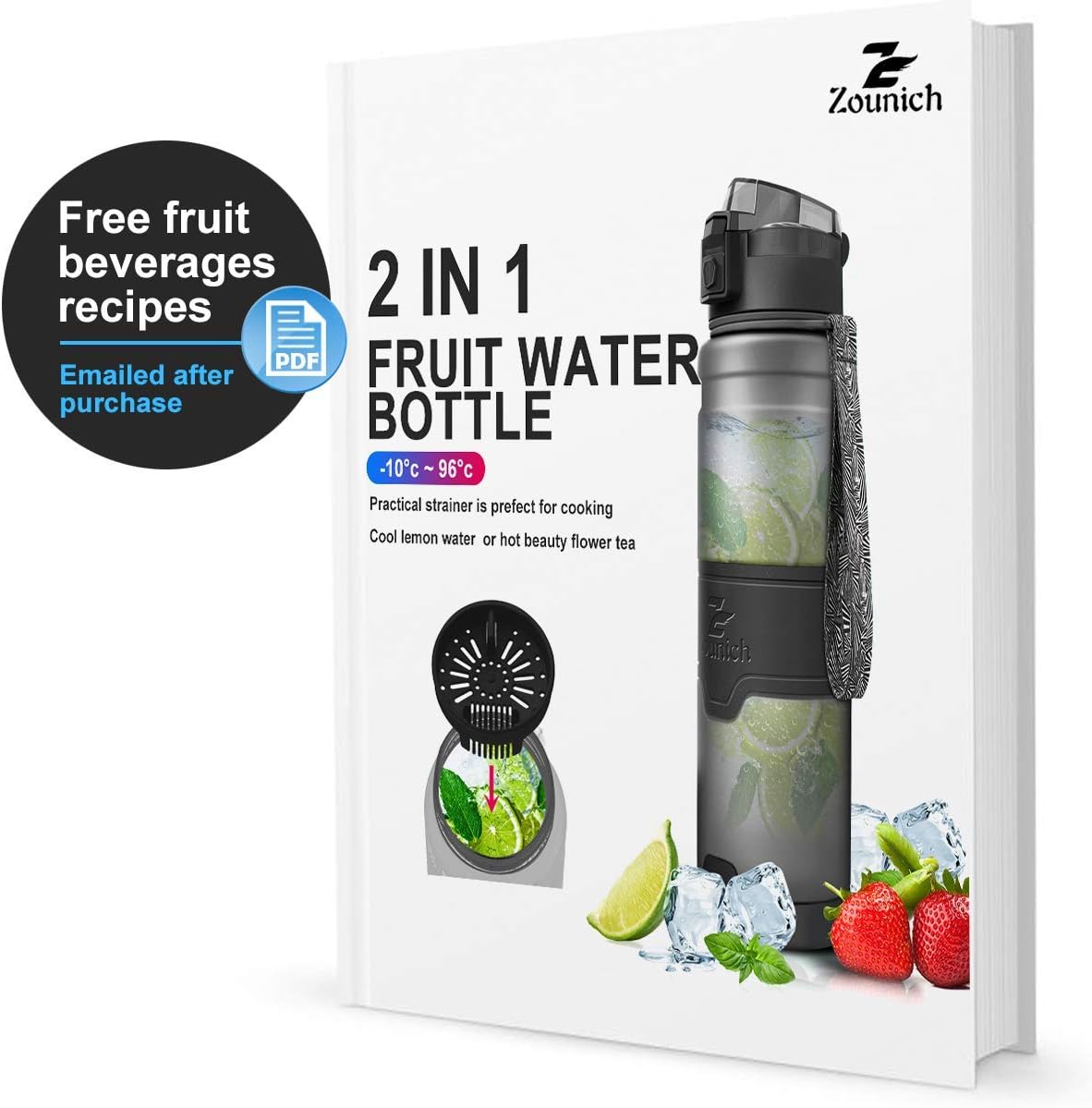 ZOUNICH BPA-Free Tritan Sports Water Bottle for Bike, Running, Gym - 32 oz, 24 oz, 16 oz, 14 oz - Premium Quality for Fitness & Cycling