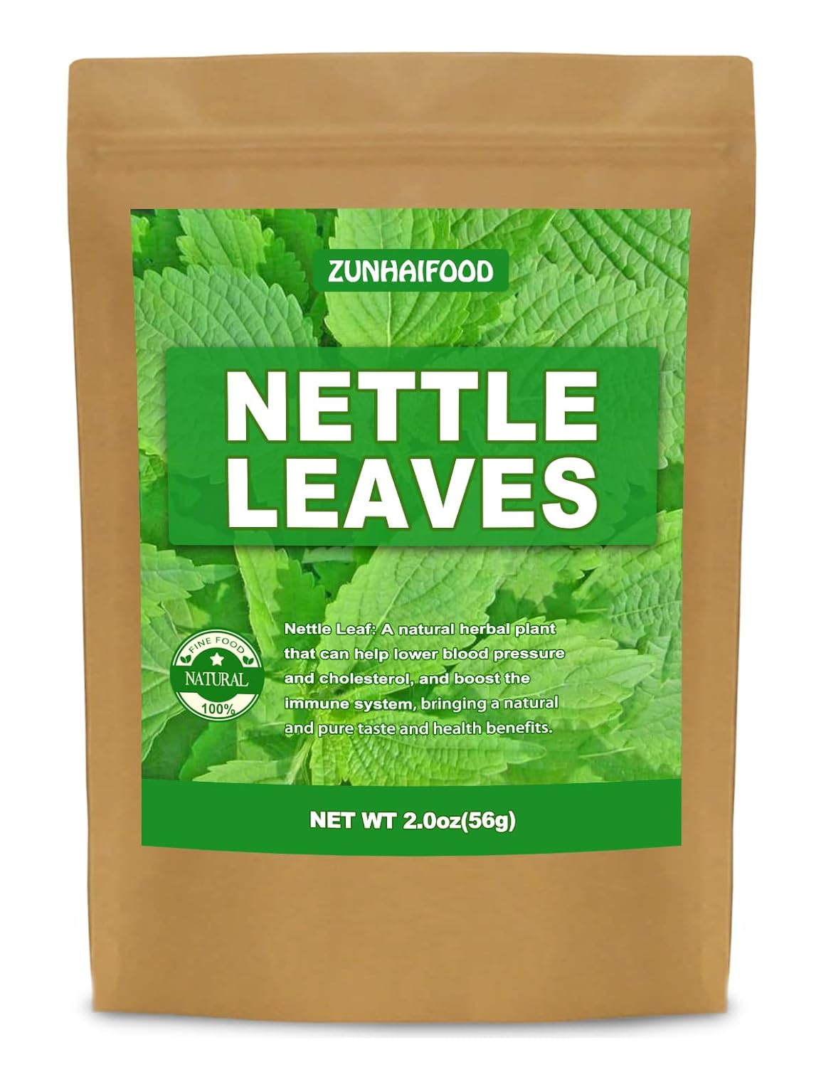 Zunhai Food Premium Whole Nettle Leaves - 2.0 oz Pack of 1 - Natural & GMO-Free - 100% Pure & Additive-Free