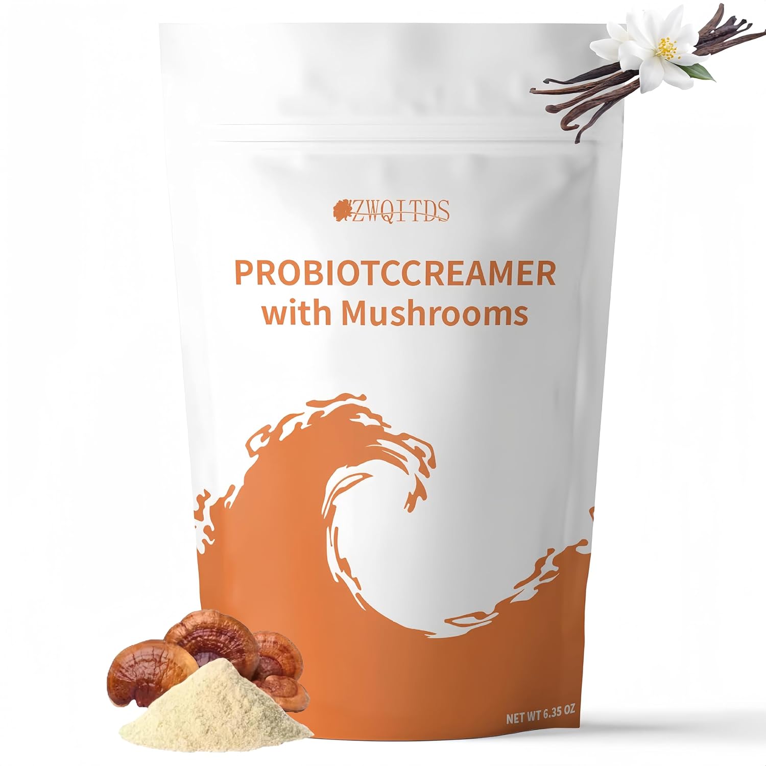 ZWQITDS Probiotic Creamer with Mushrooms & Probiotics - 6-Mushroom Blend & 1 Billion CFU - Supports Gut Health - Single Dosage: 1 tbsp (7 g) - 30 Servings