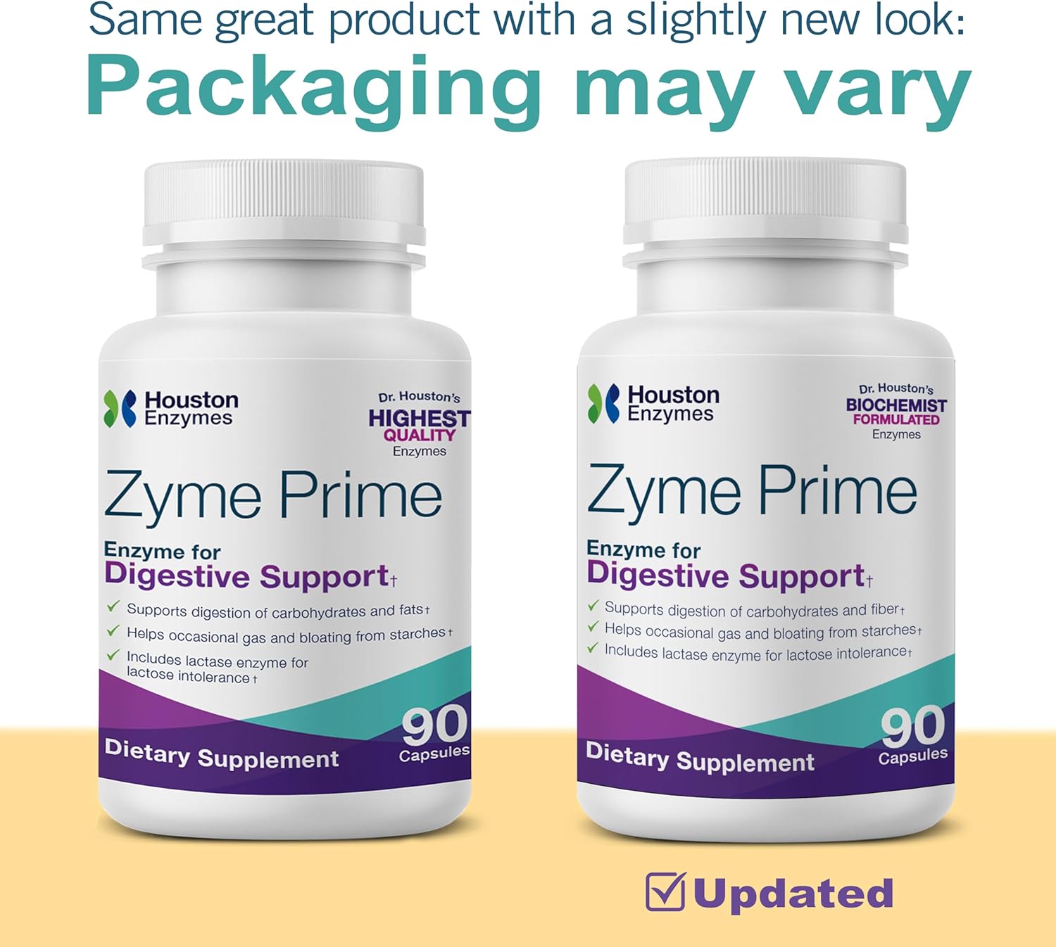 Zyme Prime Enzymes - 90 Capsules for Carbohydrate & Fat Digestion - With Lactase for Lactose Intolerance - Gas & Bloating Relief