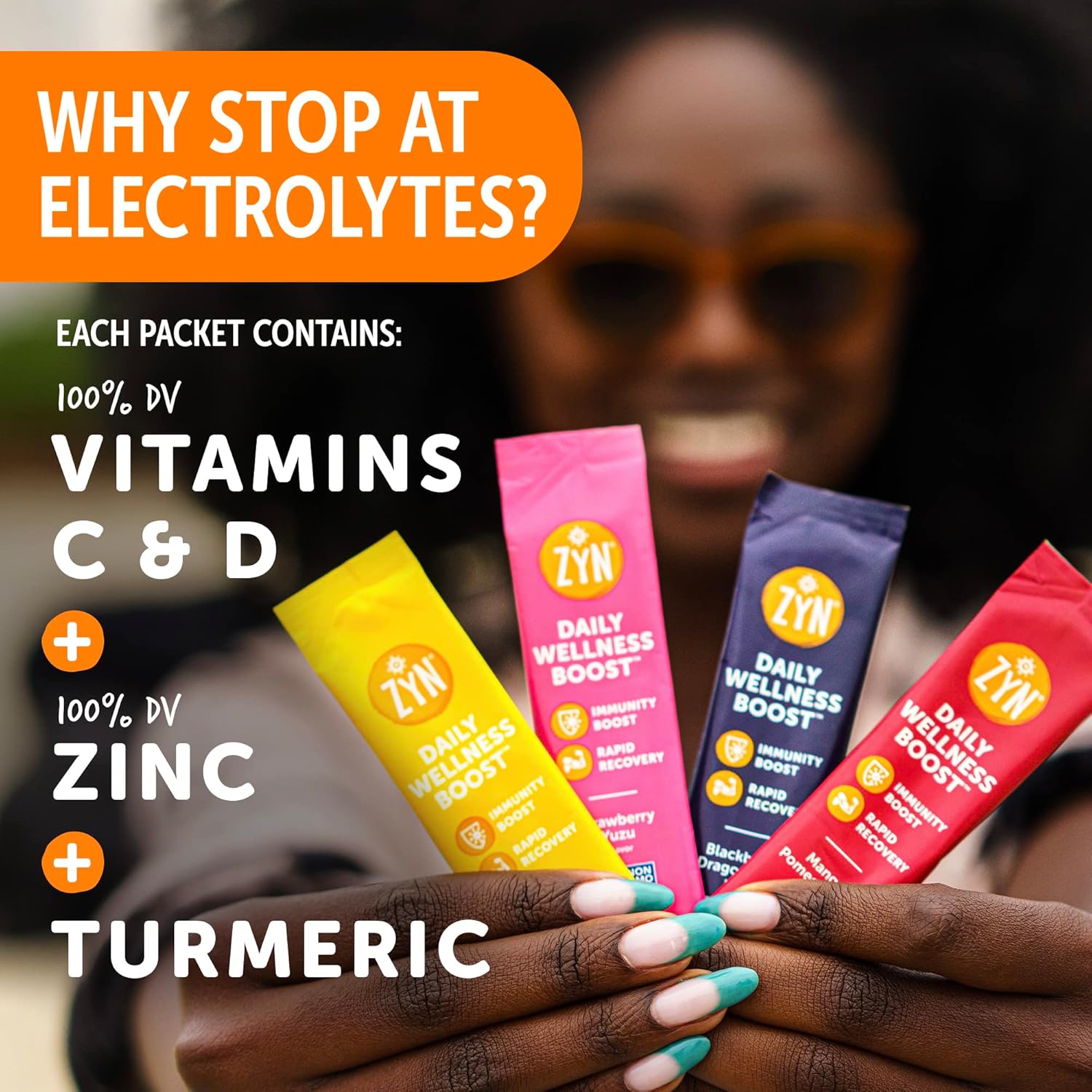 ZYN Electrolyte Drink Mix Variety Pack with Turmeric, Vitamin C, D, and Zinc - 16 Hydration Packets for Wellness