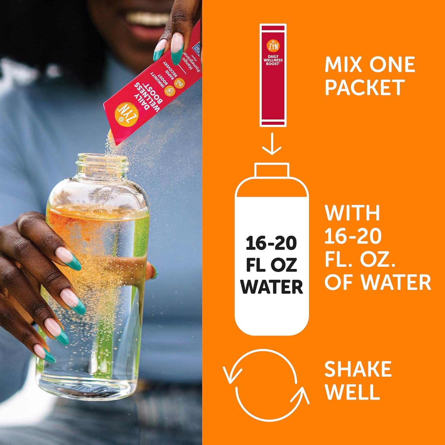 ZYN Electrolyte Drink Mix Variety Pack with Turmeric, Vitamin C, D, and Zinc - 16 Hydration Packets for Wellness