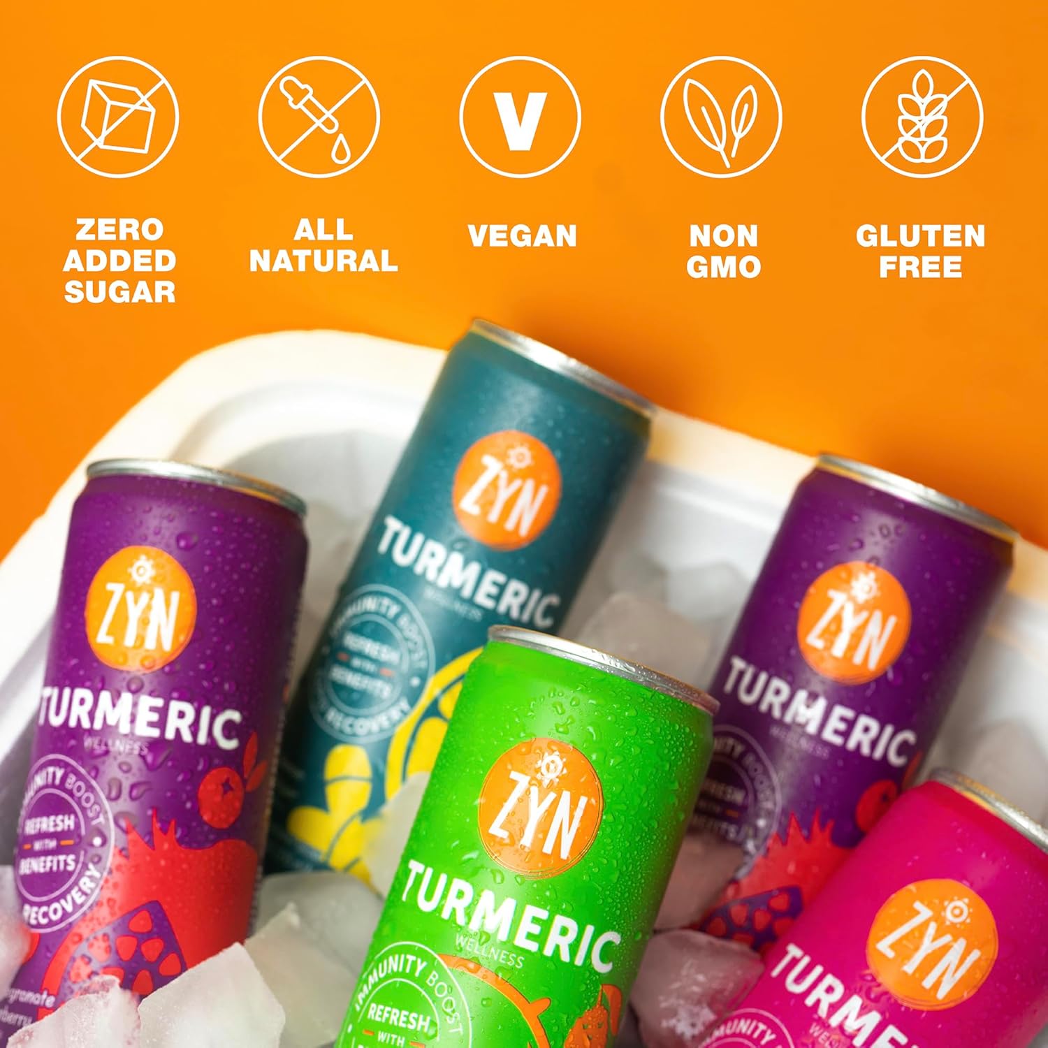 ZYN Turmeric Wellness Drink 6-Pack, Mixed Berry Flavored with Black Pepper - No Added Sugar, Low Carb & Calorie, Clean Alternative