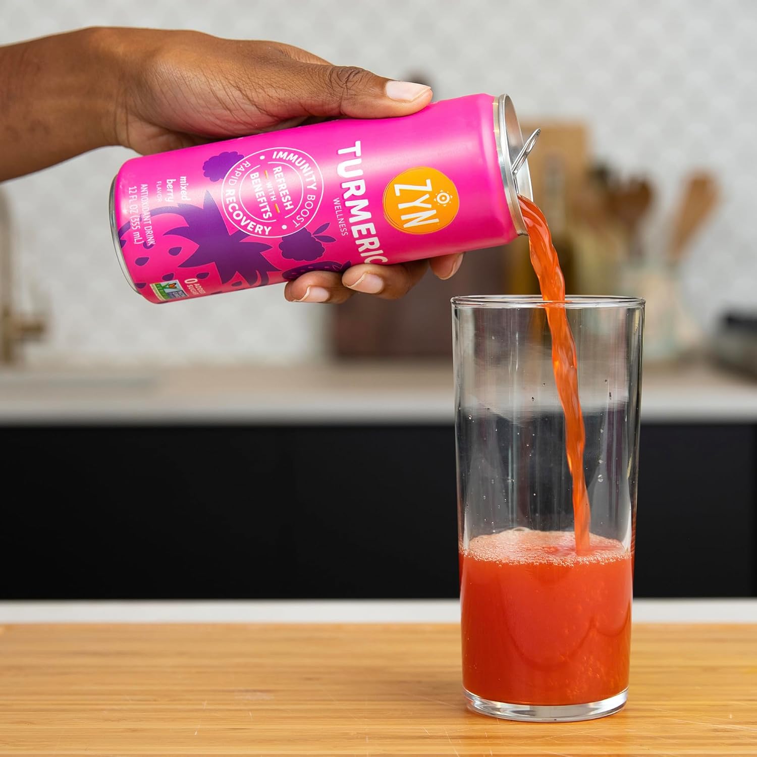 ZYN Turmeric Wellness Drink 6-Pack, Mixed Berry Flavored with Black Pepper - No Added Sugar, Low Carb & Calorie, Clean Alternative