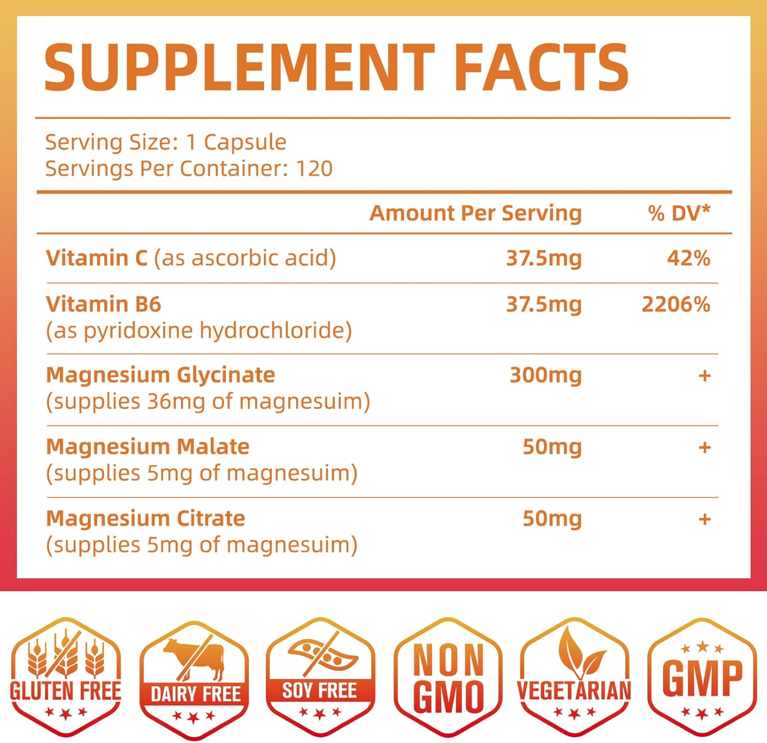 Zyntieu Triple Magnesium Complex with Vitamin C & B6 - 400mg Magnesium Glycinate, Malate & Citrate Capsules for Muscles, Nerves, Energy - Women & Men - 120ct.