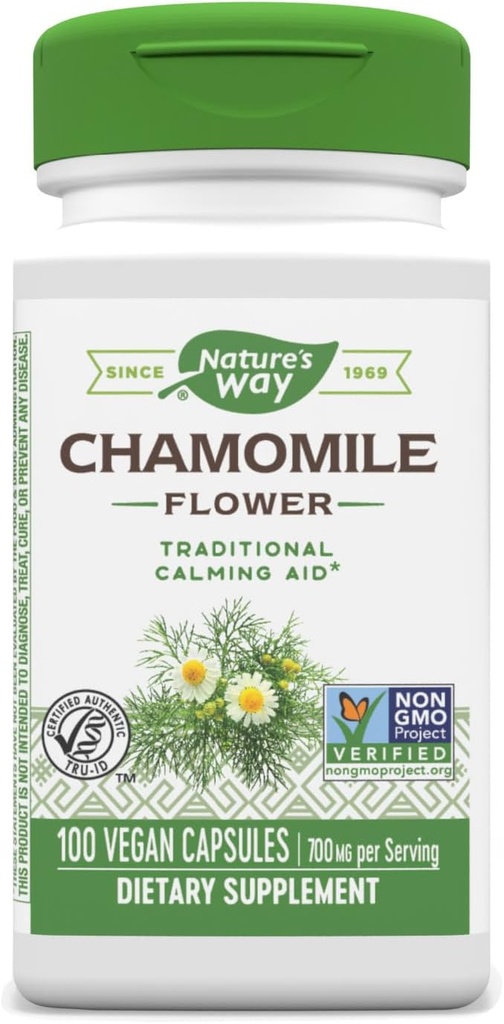 Organic Chamomile Flower Capsules - 200 Count - Natural Sleep Aid and Relaxation Support