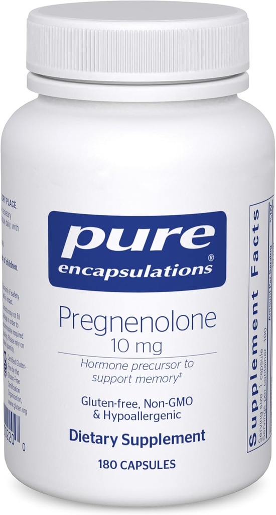 Pregnenolone 10 mg Capsules - Memory & Hormone Balance Support - Hormone Precursor - Gluten Free & Non-GMO - 180 Count