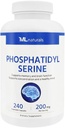 Natural Memory Support Supplement - Phosphatidyl Serine 200 mg 240 Capsules, Brain Function & Cognitive Health, Non-GMO