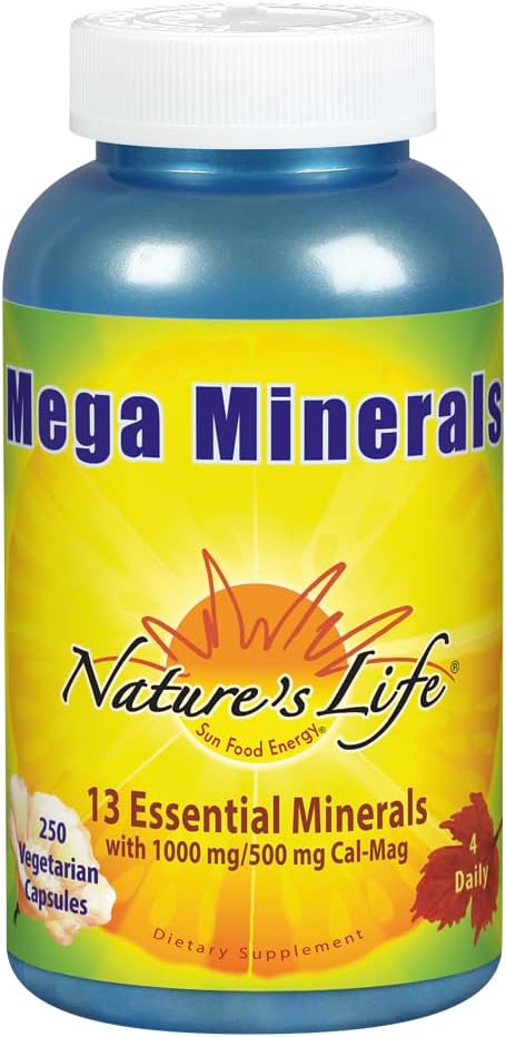 Vegetarian Mega Minerals Complex with Vitamin D | 250 Capsules | Multi Mineral Supplement for Overall Health