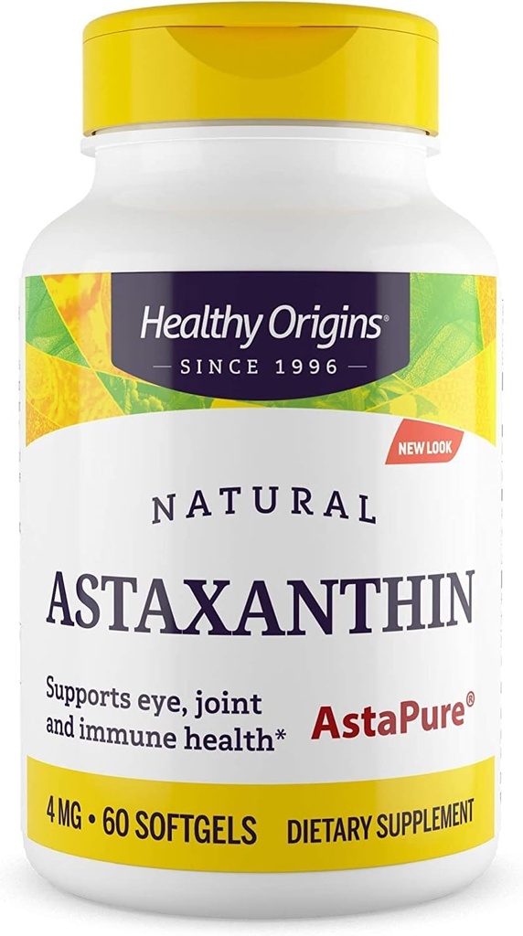 High-Quality Astaxanthin (AstaPure) Softgels - 4 mg, 60 Count - Supports Overall Health and Well-Being