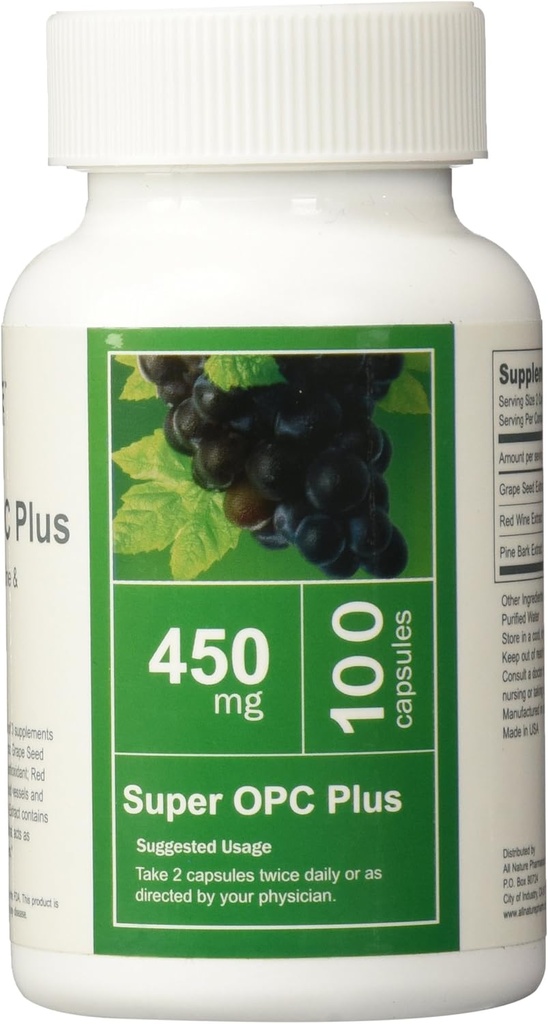Natural Super OPC Plus with Grape Seed, Red Wine, and Pine Bark Extract for Antioxidant Support