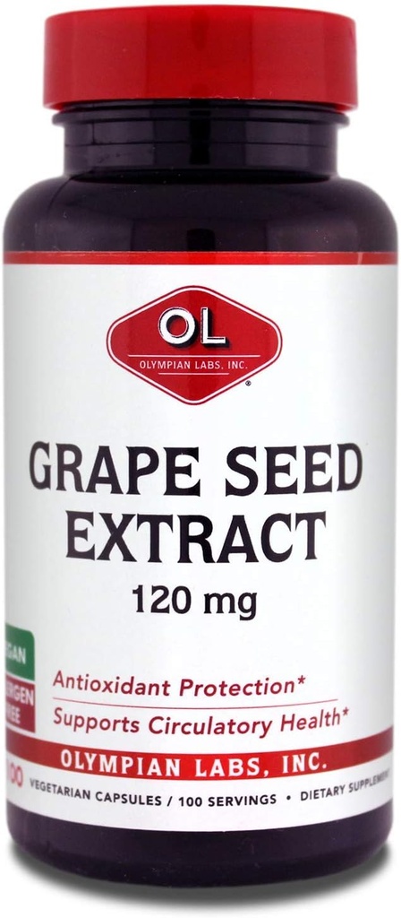 120mg Grape Seed Extract Capsules - 100 Capsules for Heart Health & Antioxidant Support by Olympian Labs