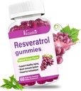 High Purity Resveratrol Gummies with Quercetin and Coq10 - Antioxidant and Anti-Aging Supplement for Joints - 60 Gummies