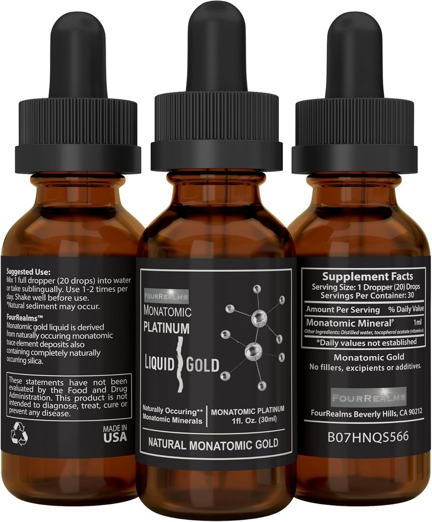 3 Leaf Naturals Mono-Atomic ORMUS Gold - 1oz White Powder Gold, Monoatomic Platinum, Orme - High-Quality Monoatomic Gold