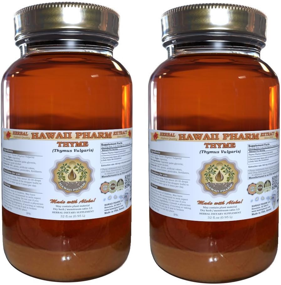 Organic Thyme Liquid Extract - Double the Size, 64 fl.oz - Hawaii Pharm