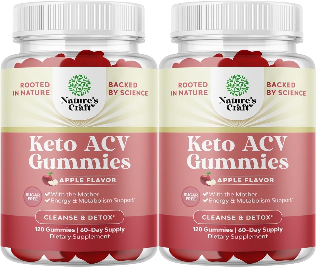 Vegan Keto Apple Cider Vinegar Gummies - Extra Strength for Cleanse and Detox - Sugar-Free and Delicious - Non GMO - 4 Month Supply