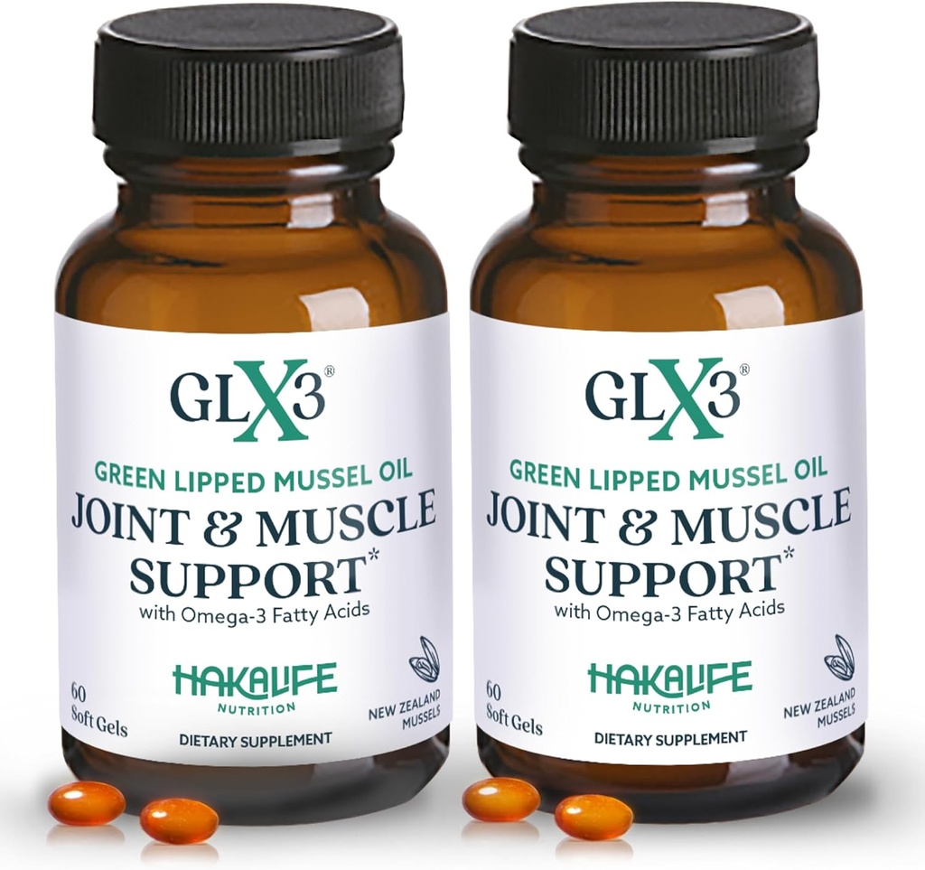 Premium HAKA Life Nutrition GLX3 Joint Support Omega-3 Supplement with New Zealand Green Lipped Mussel Oil - Enhanced Comfort, Flexibility, and Muscle Recovery - 60-Day Supply Omega 3 Capsules