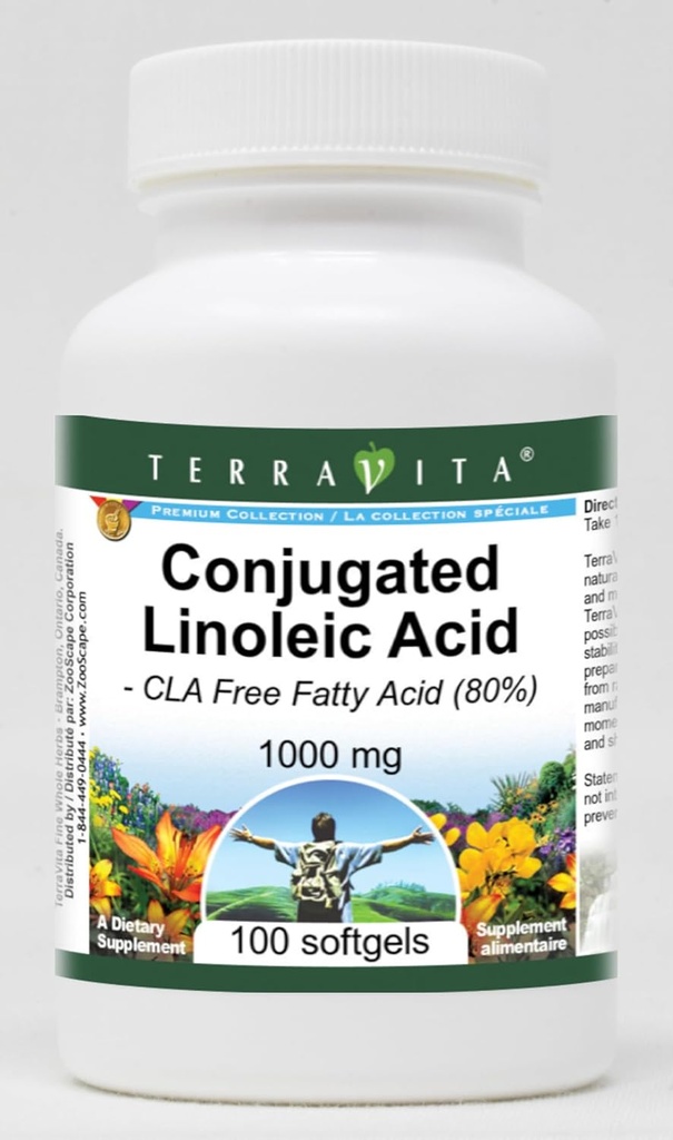 Terravita CLA Free Fatty Acid 1000mg Softgels (100 Count) - 80% Concentration